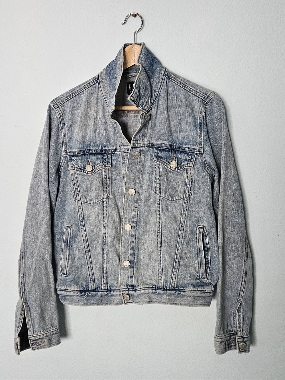 GAP Light Blue Denim Jacket with Black Logo Tag